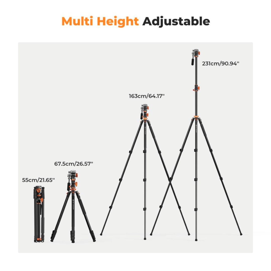 K&F Concept Aluminium Video tripod (Transverse Center Column) sa Fluidnom glavom KF09.137 - 6